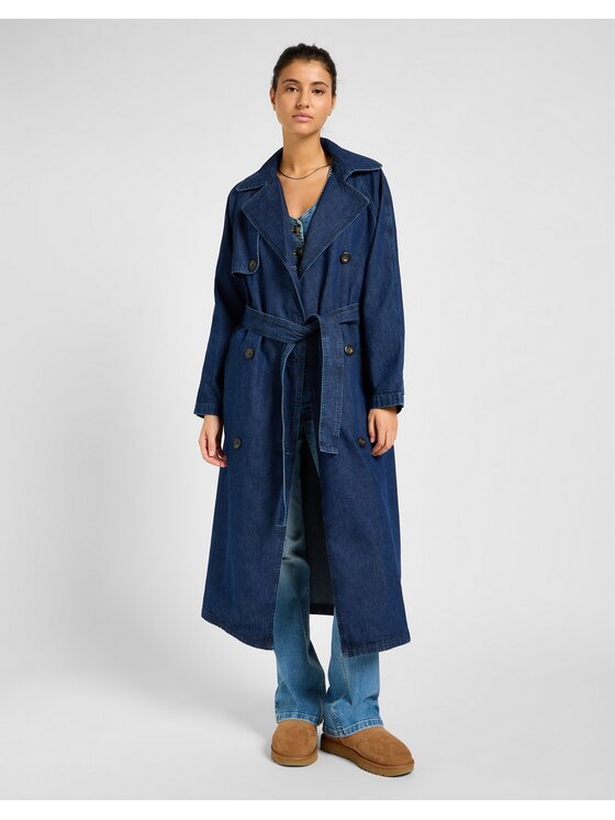 Lee Lee Kurtka jeansowa Denim Trench Coat Home Bound Niebieski Regular Fit