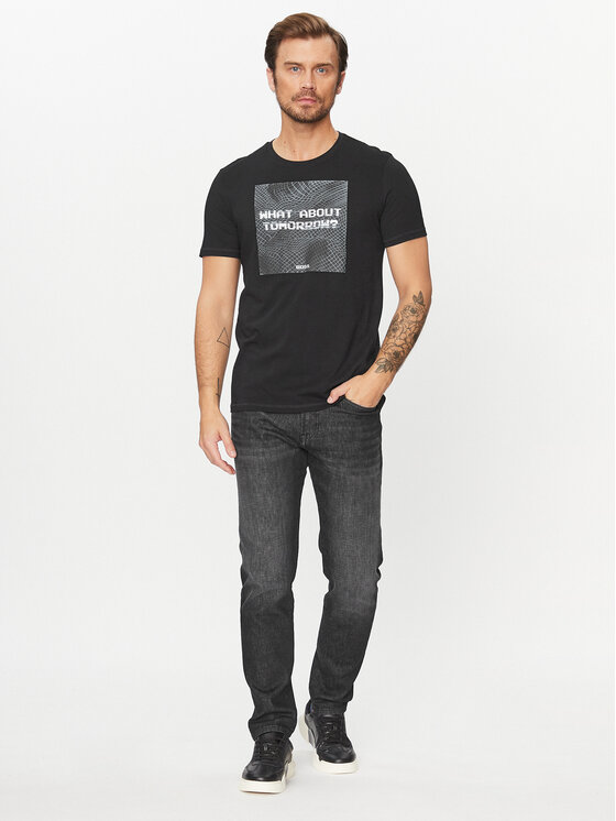 BOSS Boss T-shirt Temessage 50503552 Crna Relaxed Fit
