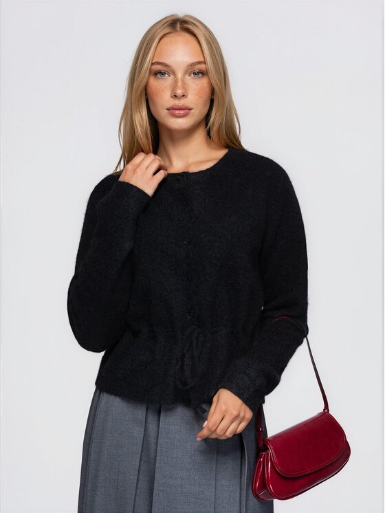 Ombre Ombre Kardigan OW-SW-E0068 Czarny Regular Fit