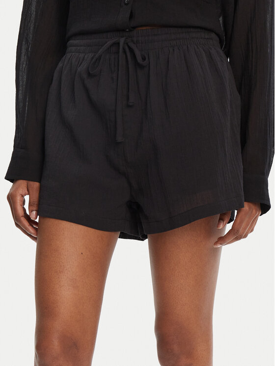 Seafolly Seafolly Bavlnené šortky Crinkle 55429-SH Čierna Regular Fit