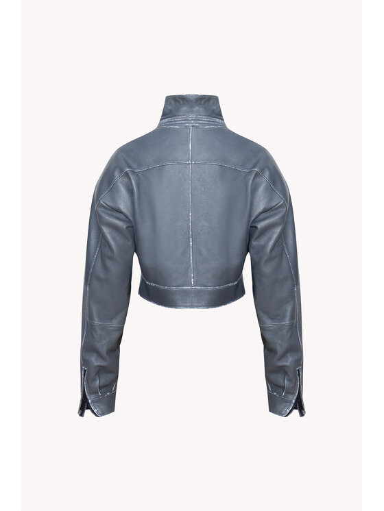 Epuzer Epuzer Giacca di pelle vintage leather Grigio Oversize