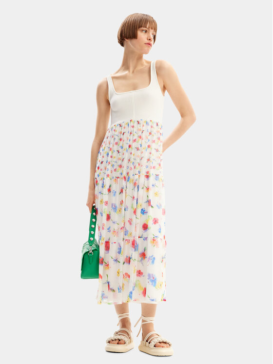 Desigual Desigual Ljetna haljina Vancouver 24SWVK58 Bijela Regular Fit