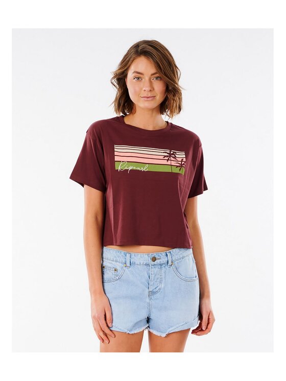 Rip Curl Rip Curl T-Shirt Tallows Crop Tee Czerwony Relaxed Fit