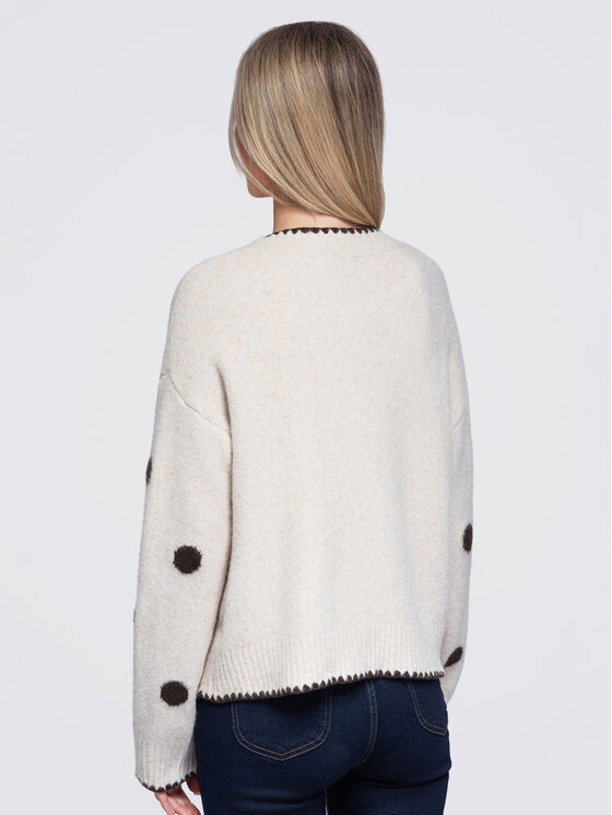 Ombre Ombre Kardigan OW-SW-E0022 Béžová Slim Fit