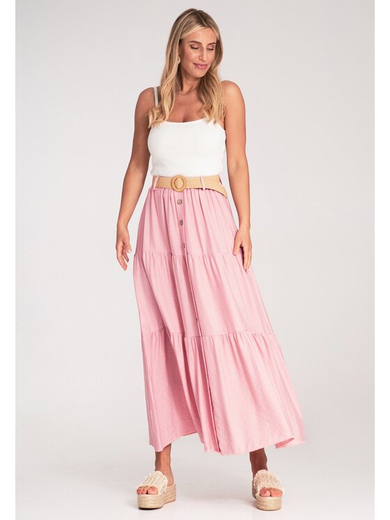 FIGL FIGL Maxi sukňa M1222 Ružová Straight Fit