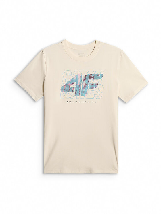 4F 4F T-Shirt CATCH THE WAVE Biały Regular Fit