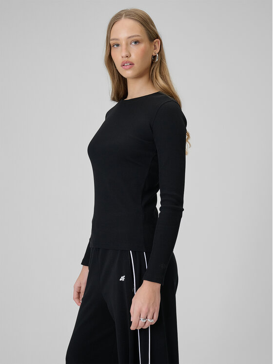 4F 4F Bluzka BASIC+ Czarny Slim Fit