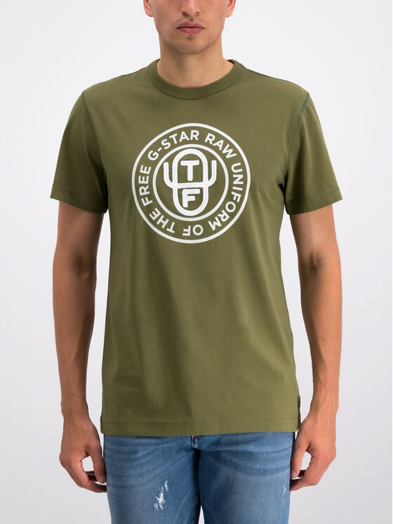 G-Star Raw T-Shirt Graphic 5 D12895-336-724 Zielony Regular Fit 