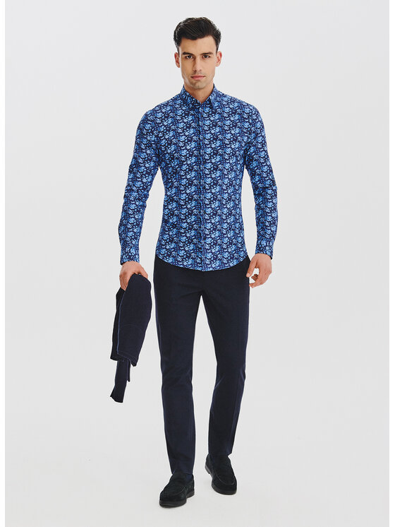 Pako Lorente Pako Lorente Koszula P25WF-1X-050- Niebieski Classic Fit