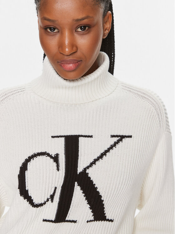 Calvin Klein Jeans Calvin Klein Jeans Rollkragenpullover J20J221960 Écru Regular Fit