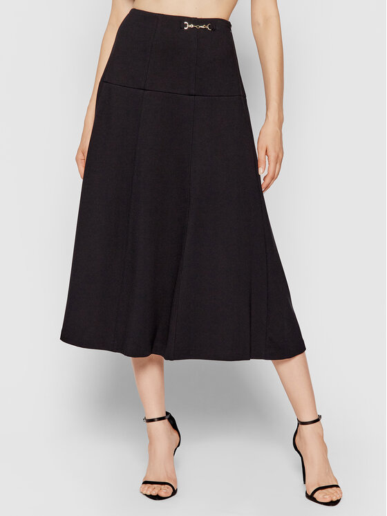 Jupe Trapèze TRUSSARDI JEANS En Lin Noir - Taille 42 - Évasée Aux Genoux