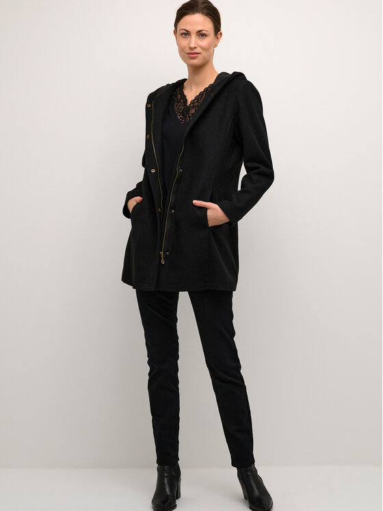 Cream Cream Gyapjú kabát Crysta 10611658 Fekete Straight Fit