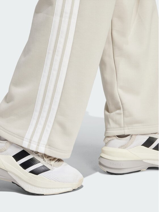adidas adidas Spodnie dresowe Essentials 3-Stripes Open Hem French Terry Beżowy
