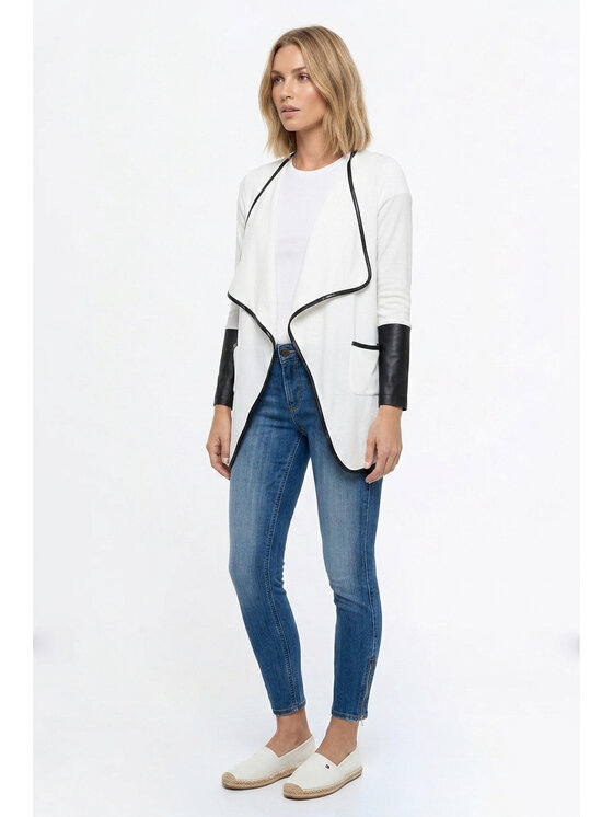 FIGL FIGL Sieťovaná vesta M1361 Krémová Regular Fit