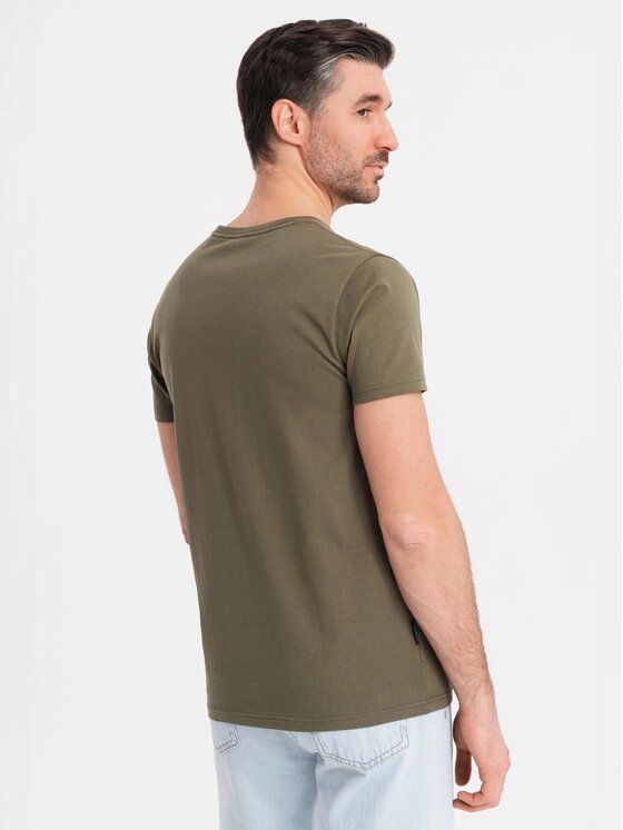 Ombre Ombre T-Shirt OM-TSBS-0237 Zielony Regular Fit