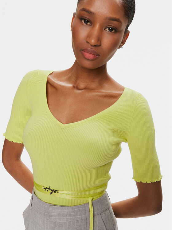 HUGO Hugo Bluse Simble 50514288 Gelb Slim Fit