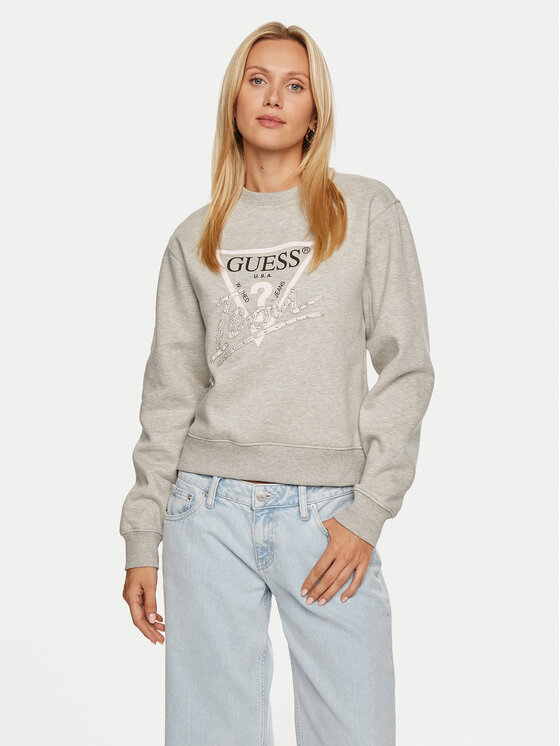 Guess Mikina Icon W4YQ25 KB681 Sivá Relaxed Fit