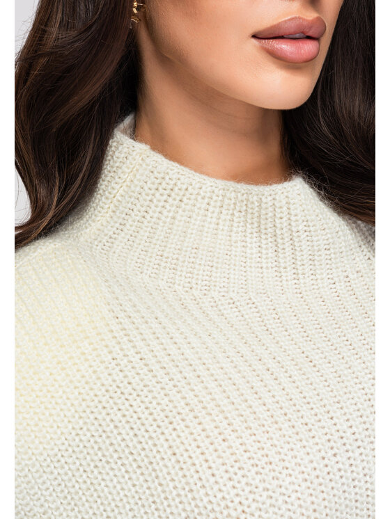 Ombre Ombre Sukienka dzianinowa LW-SWSW-0119 Écru Regular Fit