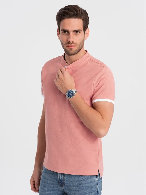 Ombre Ombre T-Shirt OM-TSCT-0156 Růžová Regular Fit