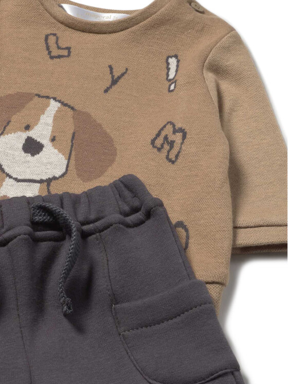 Mayoral Mayoral Komplet sweter i spodnie materiałowe 2583 Brązowy Regular Fit