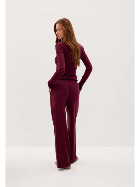 Mirons Mirons Komplet bluzka i spodnie soft Bordowy Regular Fit