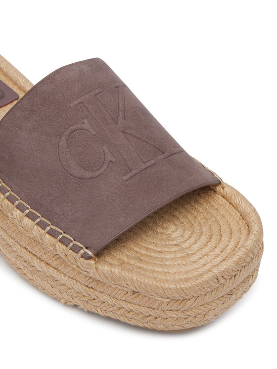 Calvin Klein Calvin Klein Espadrilky Flatf Espa Mule Nub Mg HW0HW02890 Hnedá