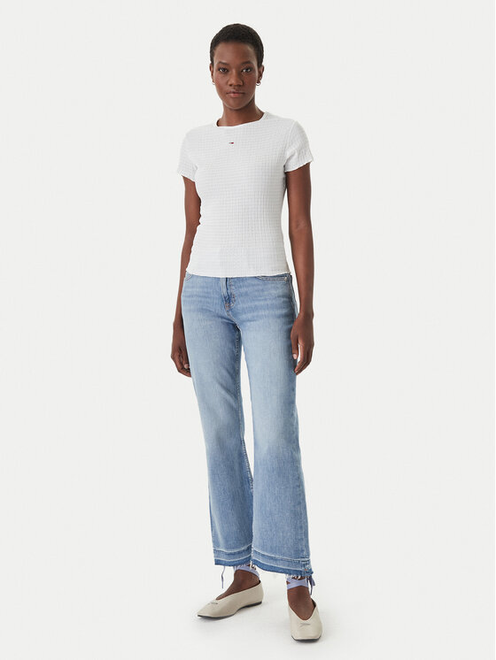 Tommy Jeans Tommy Jeans Tričko Smock Seersucker DW0DW22219 Biela Slim Fit