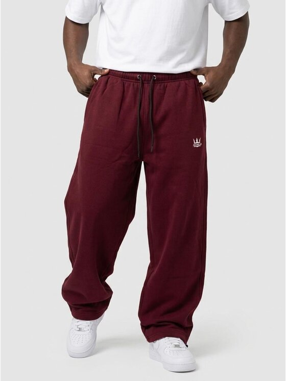 Jigga Wear Jigga Wear Spodnie dresowe Szerokie korona 131962 Bordowy Baggy Fit