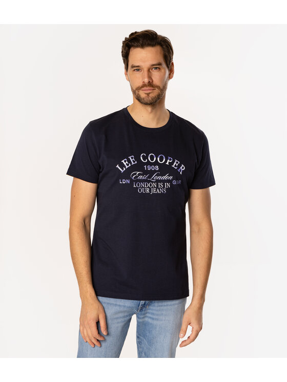 Lee Cooper Lee Cooper T-Shirt SLOG1 1160 Granatowy Regular Fit