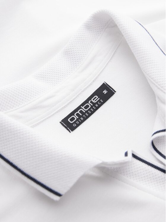 Ombre Ombre Polokošile OM-POSS-0110 Bílá Regular Fit
