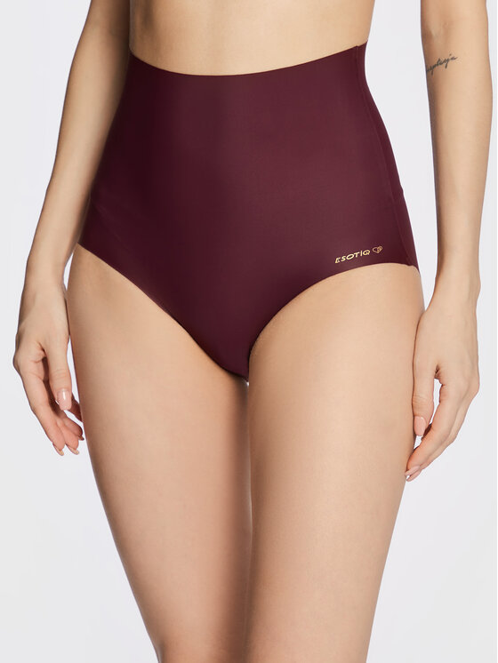 Esotiq Esotiq Klassischer Damenslip mit hoher Taille Plain 40307 Dunkelrot
