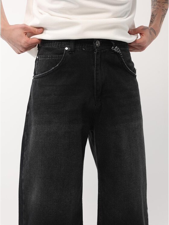 Machinist Machinist Szorty jeansowe Krótkie Spodenki Jortsy Jeansowe Super Baggy Męskie Czarne Classic Bermudy 33 Czarny Baggy Fit