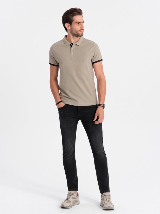 Ombre Ombre Polo OM-POSS-0113 Brązowy Fitting Fit