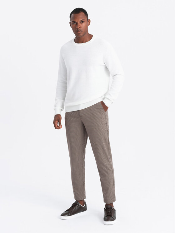 Ombre Ombre Sweter OM-SWSW-0110 Biały Relaxed Fit