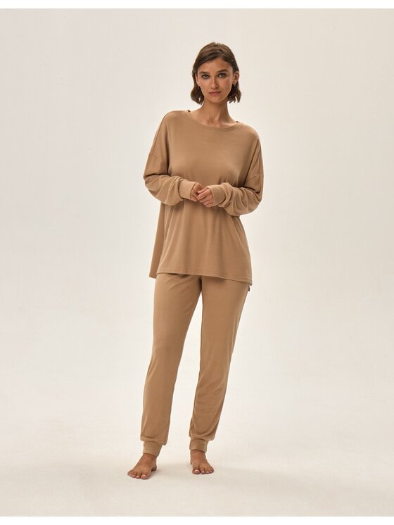 Esotiq Esotiq Bluza 42202 Beżowy Regular Fit