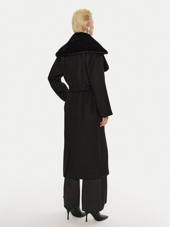 Bruuns Bazaar Bruuns Bazaar Palton de lână Furra BBW4109 Negru Loose Fit