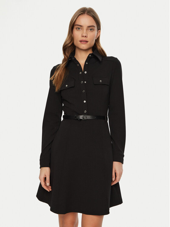 Guess Guess Rochie tip cămașă W5RK93 KCBO2 Negru Regular Fit