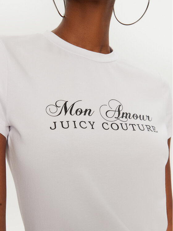Juicy Couture Juicy Couture Tricou Mon Amour JCSCT224407 Alb Slim Fit