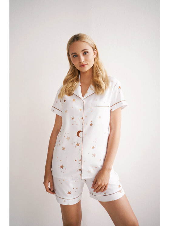 White pocket White pocket Piżama satynowa Biały Regular Fit