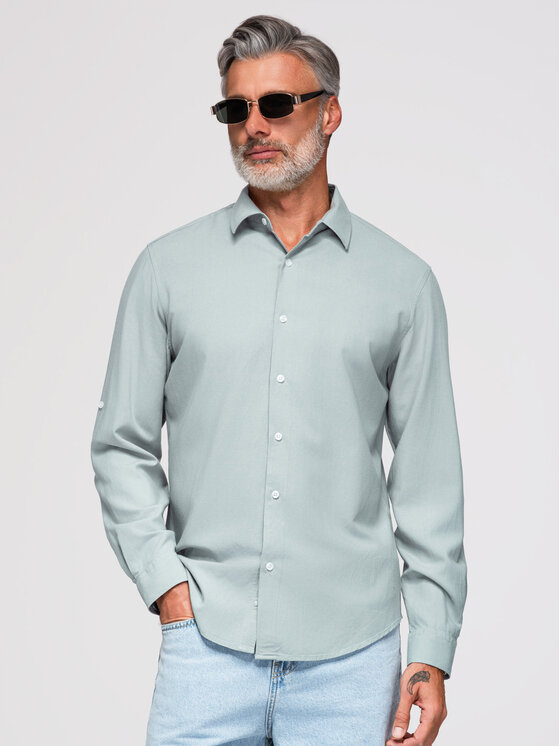 Ombre Ombre Koszula OM-SHCS-0190 Szary Regular Fit