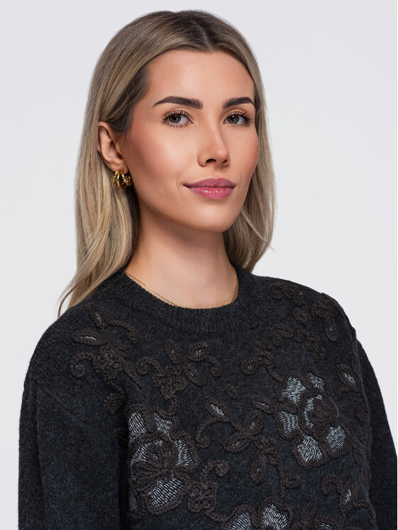 Ombre Ombre Sweter OW-SW-E0036 Szary ciemny Regular Fit