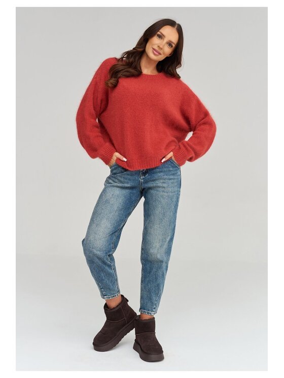 Makadamia Makadamia Sweter C93 Pomarańczowy Loose Fit