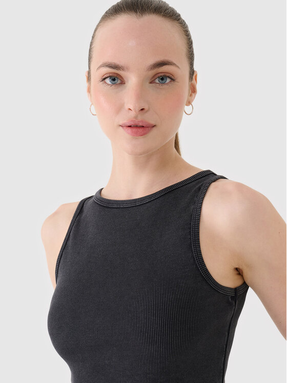 4F 4F Sukienka dzianinowa SS MIDSHOP TEXTILE Czarny Slim Fit