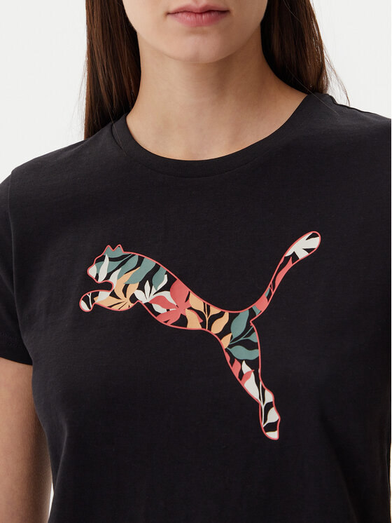 Puma Puma T-Shirt Floral Cat 685081 Czarny Regular Fit