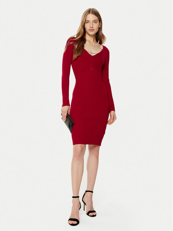 Guess Guess Sukienka dzianinowa W5RK07 Z2YJ2 Czerwony Regular Fit