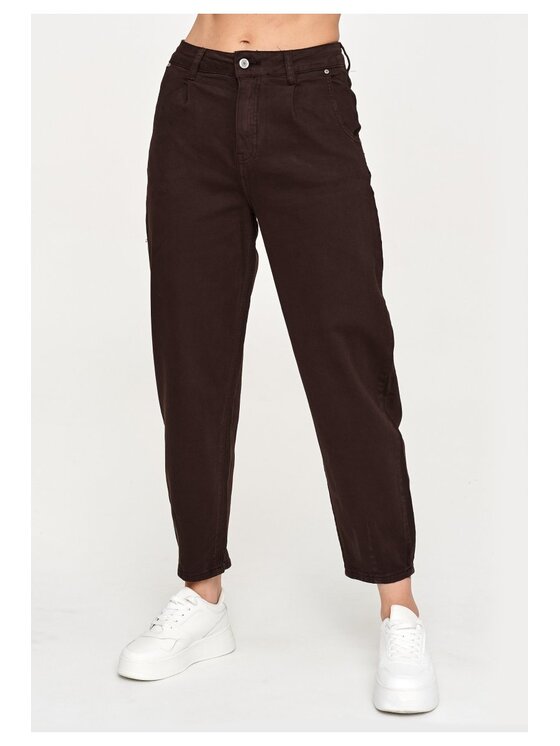Makadamia Makadamia Jeansy C31 Brązowy Baggy Fit
