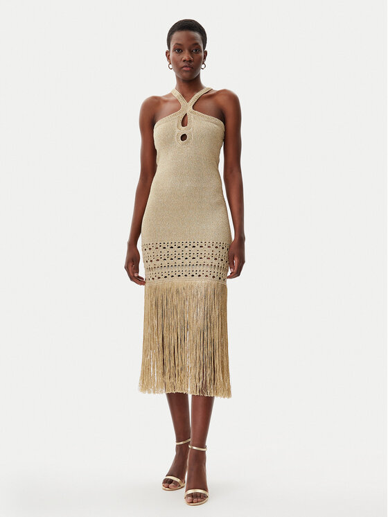 Simona Corsellini Simona Corsellini Трикотажна сукня P25CPABO0401 Бежевий Slim Fit