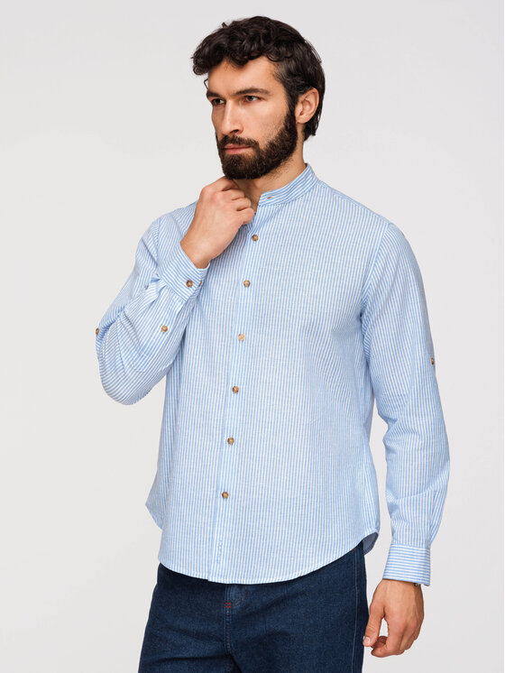 Ombre Ombre Košile OM-SHCS-0189 Modrá Regular Fit
