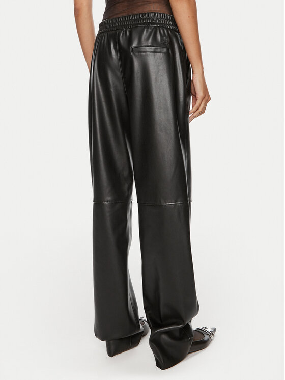HUGO Hugo Ādas imitācijas bikses Halmara-1 50516876 Melns Relaxed Fit