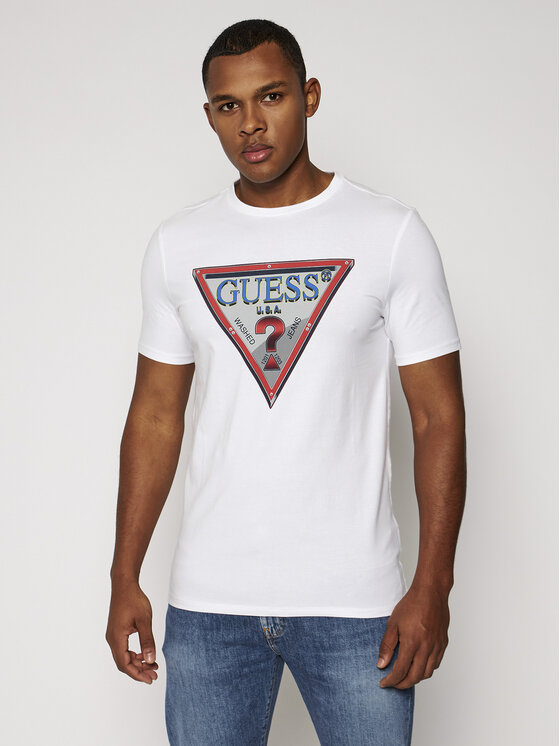 Guess T-Shirt M0BI58 J1300 Bílá Slim 